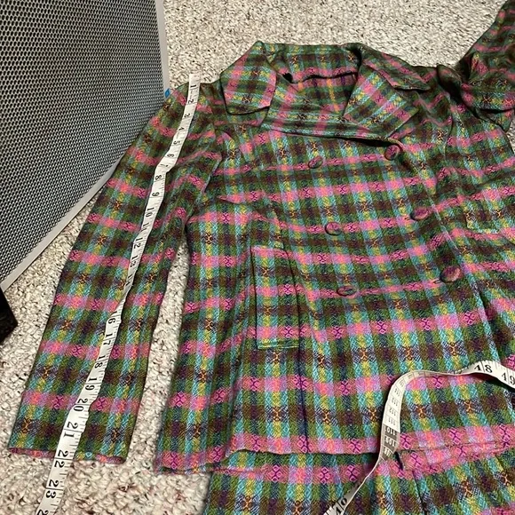 Vintage 60s/70s wool plaid suit - blazer and wide leg high rise pants - Picture 5 of 13